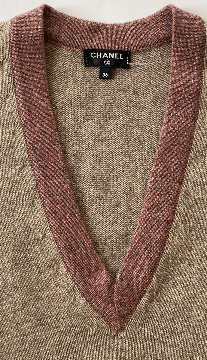 NEW 16A PARIS ROME CHANEL BROWN RUNWAY CASHMERE SWEATER TOP 36 | eBay