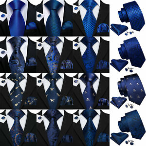 Royal Blue Paisley Classic Men's Tie and Handkerchief Set Regular Tie Normal Tie