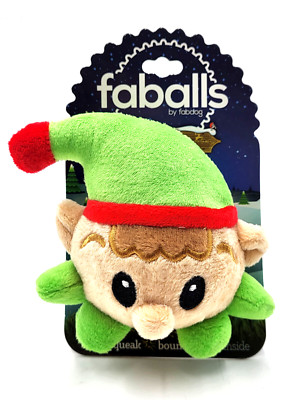FabDog Holiday Christmas Elf Ball Small Squeaky Dog Fetch Toy 2.75''