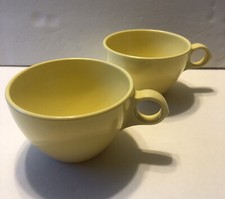 Vintage Lot /2 MCM Melmac Windsor Yellow Plastic Coffee/Tea Cups Made in USA