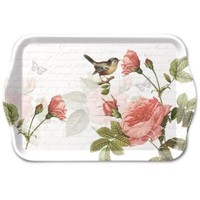 Tablett, Tray Sophie 13X21Cm By Ambiente | Rose, Vogel