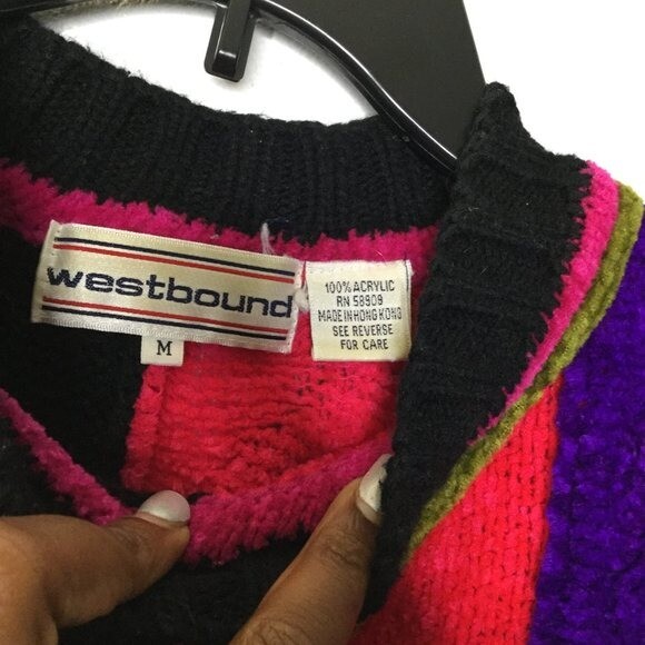 Westbound Patchwork Knit Pullover Sweater Vintage… - image 3