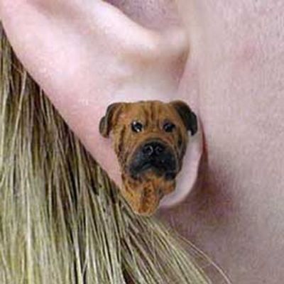 Bullmastiff Tiny One Dog Head Post Earrings Jewelry