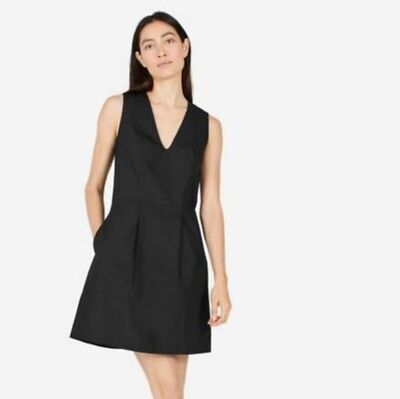 Everlane | Cotton Poplin Sleeveless V-Neck Flare Dress | eBay