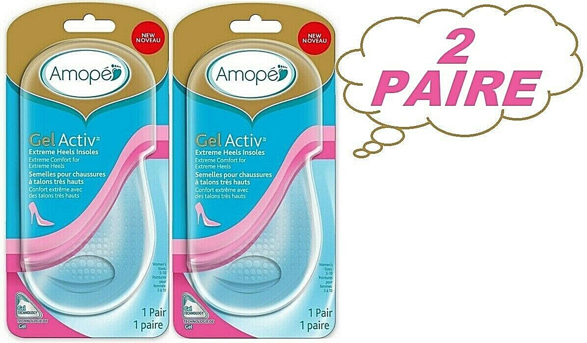 NEW AMOPE GEL ACTIV EXTREME HEELS INSOLES - 2 PAIR - WOMEN'S SIZE: 5-10