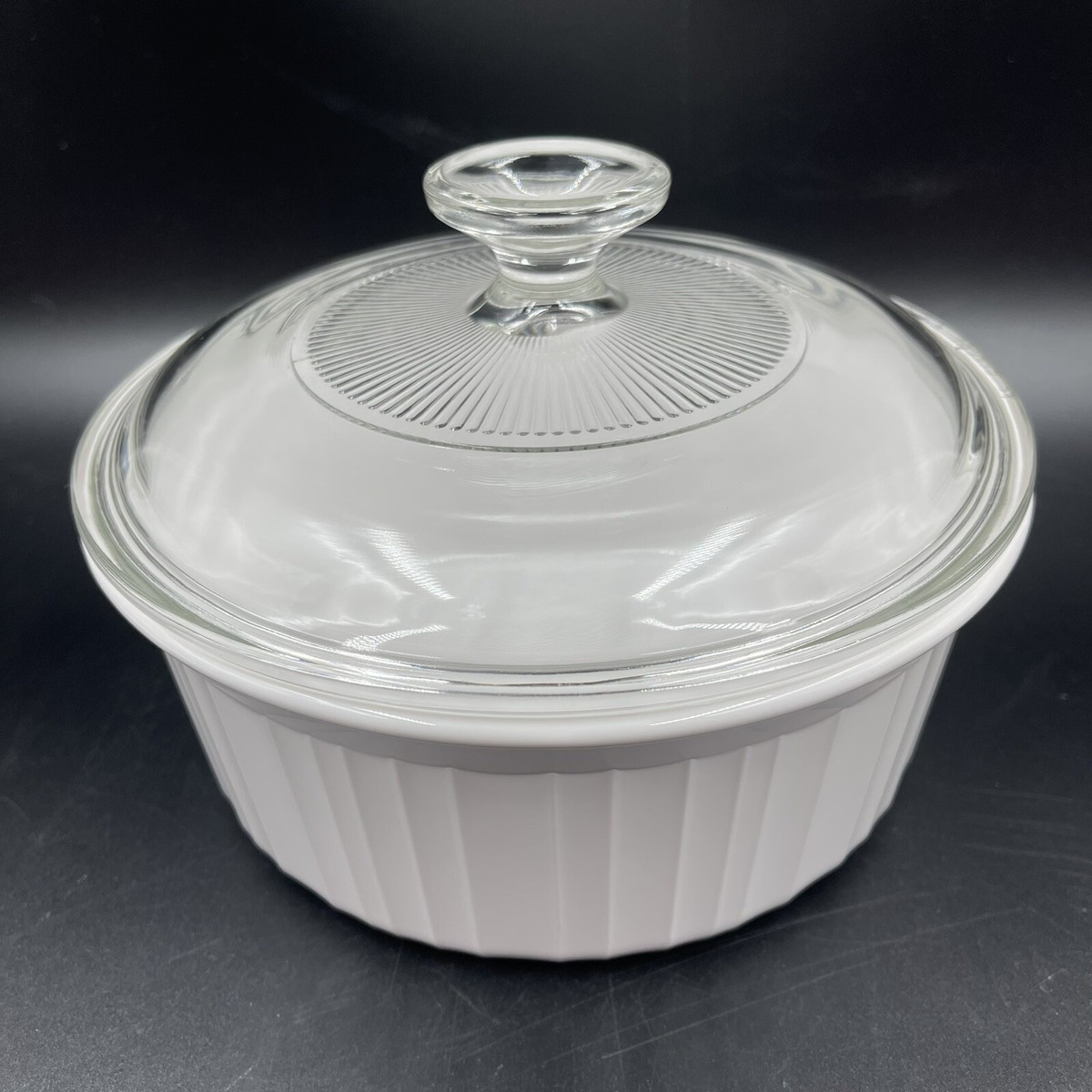 Corning Ware Round Casserole Dish F-5-B French White Liter with Glass  Lid