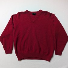 Club Room Red V-neck Sweater 100 Lambswool Size L