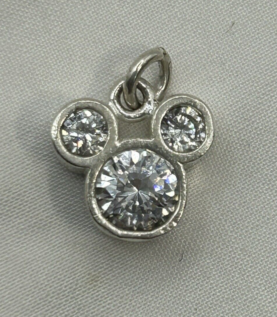 DISNEY Sterling Silver MICKEY MOUSE HEAD Crystal Charm - Gem