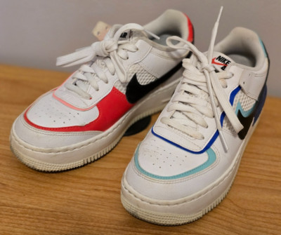 Nike Air Force 1 Shadow Women's 6.5 White/Multi-Color Pink Blue Shoes DH1965-100