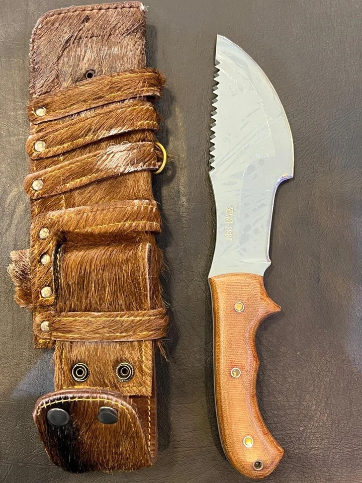 HSK forest Tracker Knife Brown Linen Micarta Handle With 2 Beautiful Sheath - Image 4 of 4