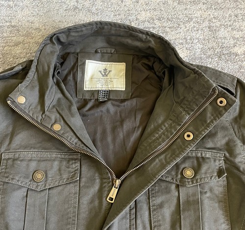 Wenven Mens L Jacket Brown Military Style Button Snaps Canvas New P1 - Picture 8 of 9