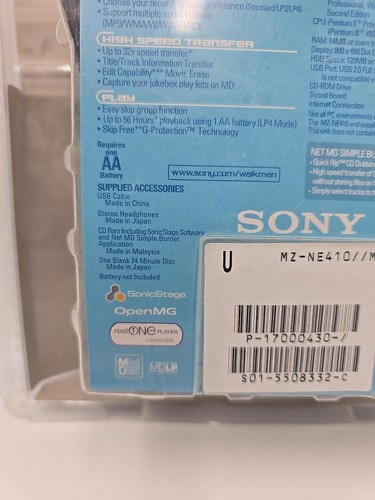 NEW 2003 Sony MZ-NE410 Net MD Walkman Recorder Iconic Retro Tech Nostalgia VTG - Bild 7 von 16