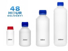 Plastic Bottles Natural HDPE with Screw Top Lid  100ml 250ml 500ml 1000ml