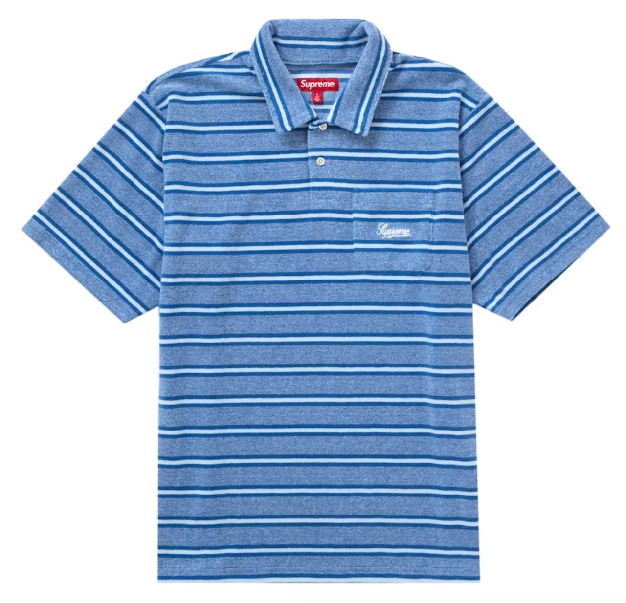 Polo SS24 SUPREME STRIPE ÉPONGE S/S SS BLEU ROYAL BLANC TAILLE XXL