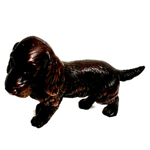 Antique Bronze Spaniel Dog Figurine 2 inches high x 3 inches wide