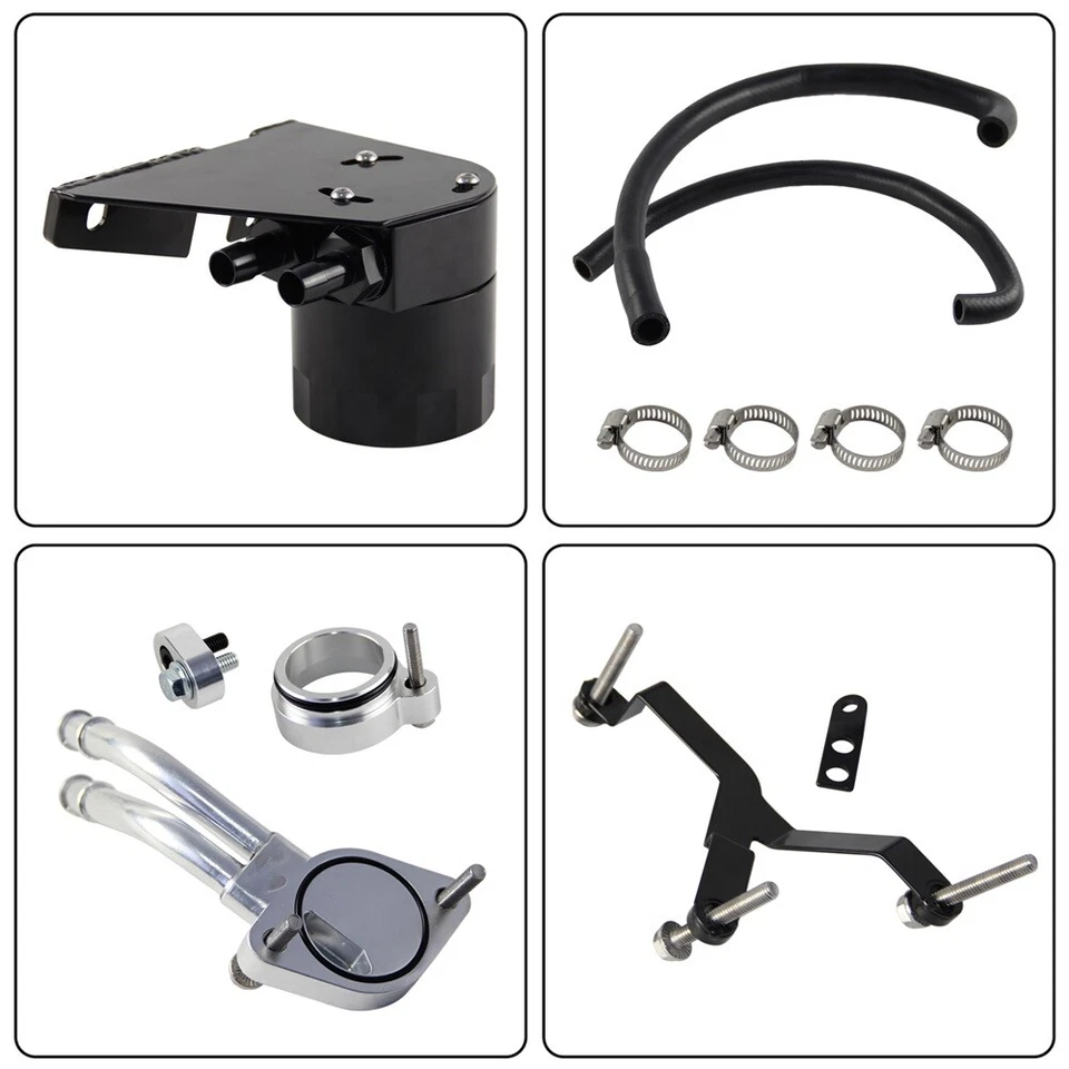 Baffled Oil Catch Can Fits For 2017+ Ford F-250 F-350 F-450 6.7L Powerstroke Foto 2 de 4