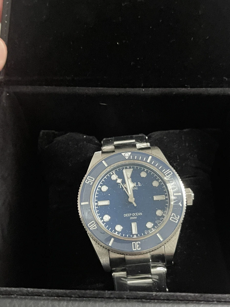Tisell Marine Deep Ocean Diver No Date Men's Blue 40mm Automatic Mint