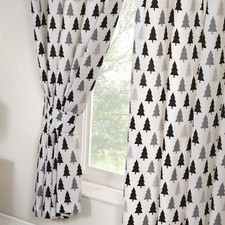 Scandi Bear Forest Lined Curtains 66" x 54" Scandinavian Design