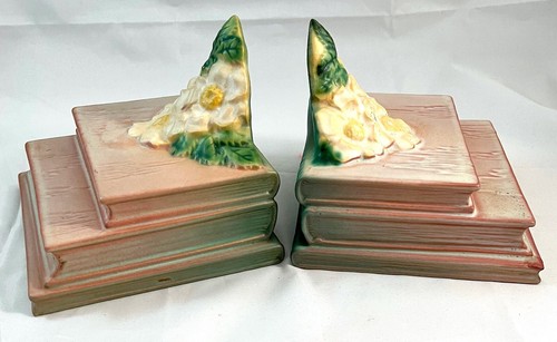 Bookends (2), Roseville Pottery #7, “White Rose” Vintage 1940’s, USA - Picture 11 of 11