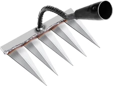 Heavy Duty Garden Tool - Iron Rake for Gardening and Weeding, Carbon Steel Head,