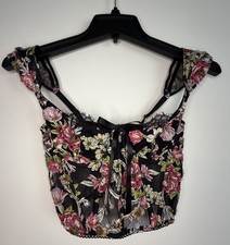 Victoria s Secret Dream Angels Black Floral Sheer Bra Top Bustier Size 32B