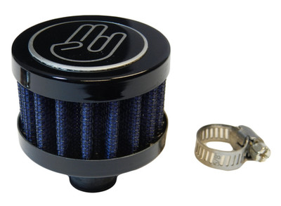 SHOCKER 9MM MINI UNIVERSAL VALVE COVER AIR FILTER BREATHER WITH CLAMP - BLUE