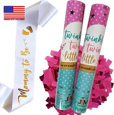 Gender Reveal Cannon Pink Confetti Confetti Poppers | Mommy to Be Sash in Satin 