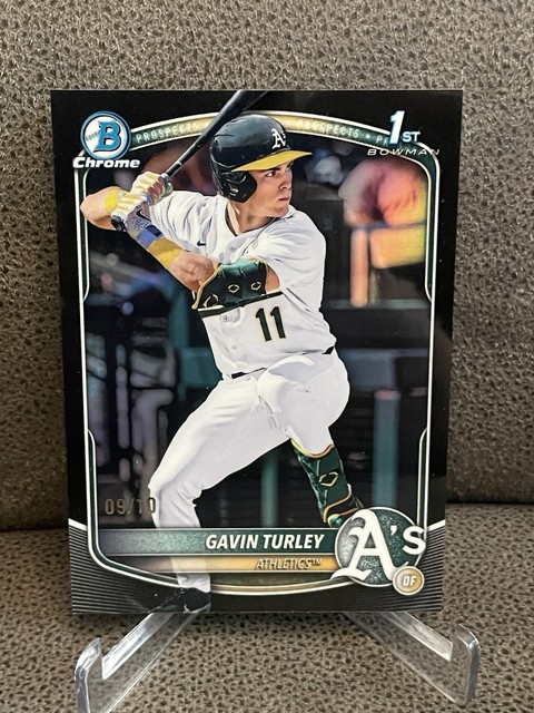 🔥Gavin Turley 2025 Bowman Draft 1st Chrome True Black Refractor /10 #BDC-28 A's