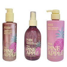 Victoria's Secret Pink Pineapple Hair  Body Mist 8 oz  Body Oil  Body Lotion