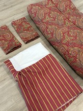 SET/4 RALPH LAUREN Paisley/Stripe EDMONTON Red/Gold Comforter/Shams/Bedskirt