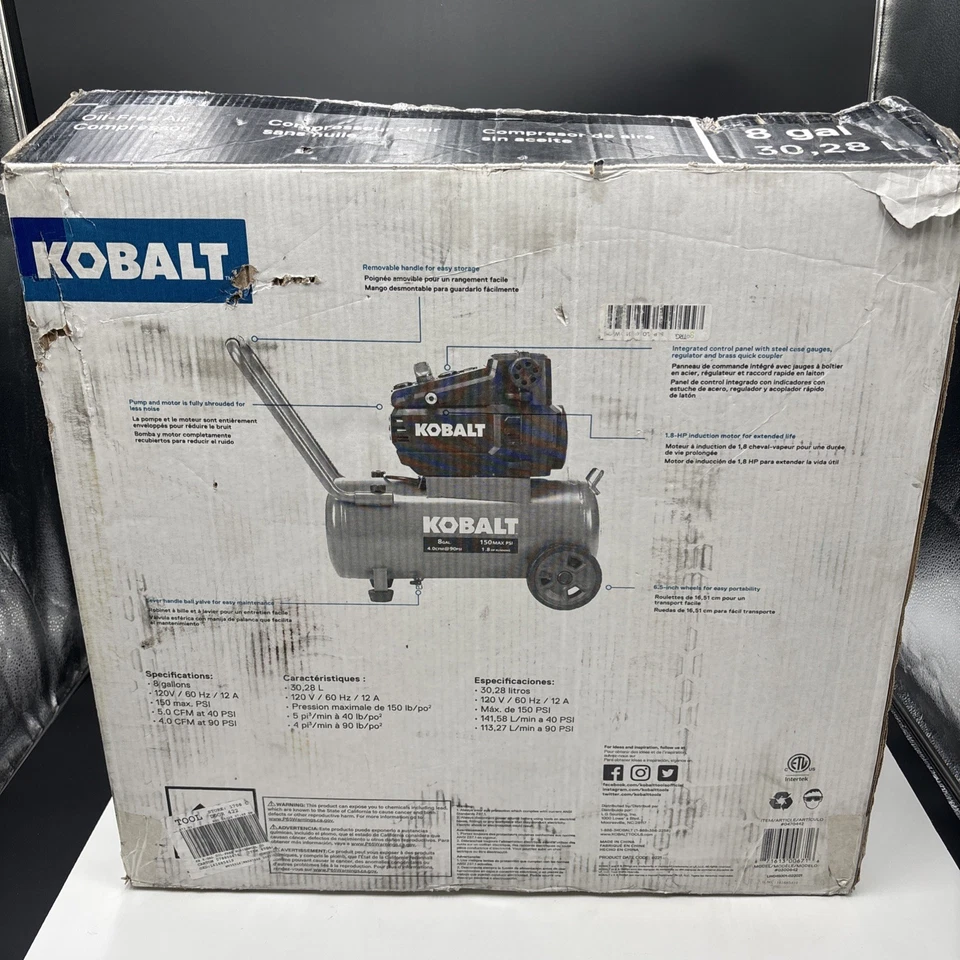 Compresor de aire Kobalt 8 galones 150 psi 470442 Foto 2 de 4
