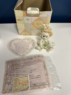 VTG 1992 Enesco Calico Kittens Our Friendship Blossomed From The Heart 627887 *