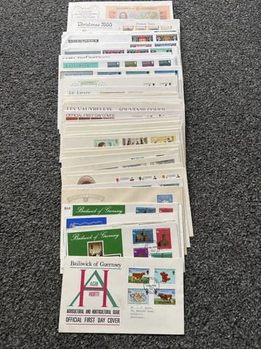 Job Lot of 48 Guernsey First Day Covers & Covers FDC's 1969 - 1991 Lot #N93