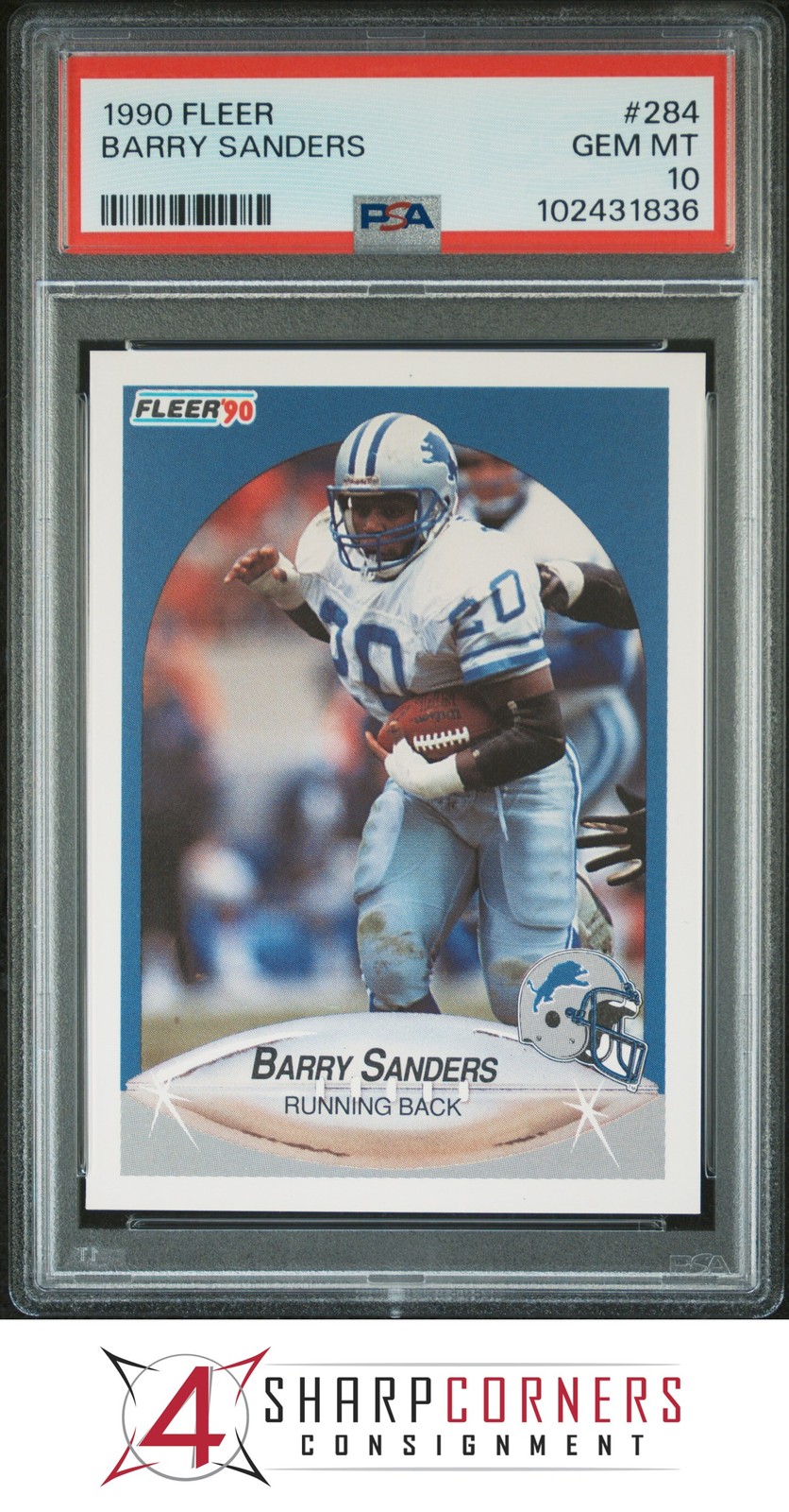 1990 FLEER #284 BARRY SANDERS LIONS HOF PSA 10