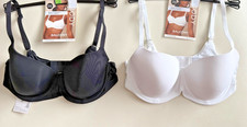 BNWT M&S Body Flexifit underwired padded balcony bras - white - black