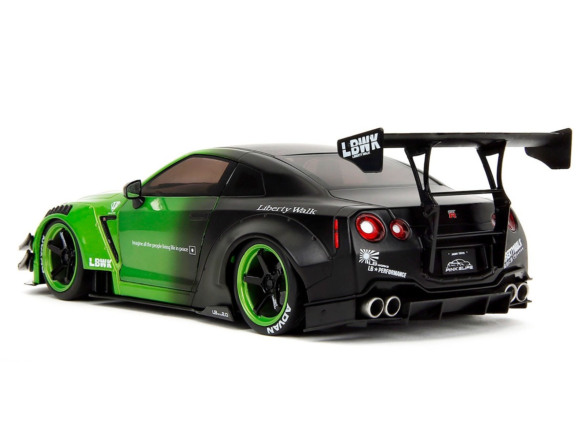 NISSAN GT-R (R35) LIBERTY WALK 2.0 RHD GREEN & BLACK 1/18 DIECAST