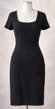 Boston Proper Dress Size 4 Womens Solid Black Square Neckline Short Sleeve