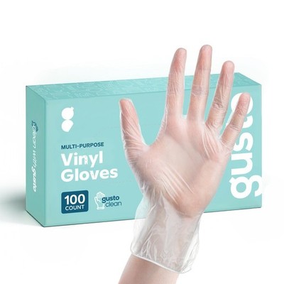 Bequemes Paket [100 Stück Vinyl Einweghandschuhe, puderfrei, latexfrei, transparent