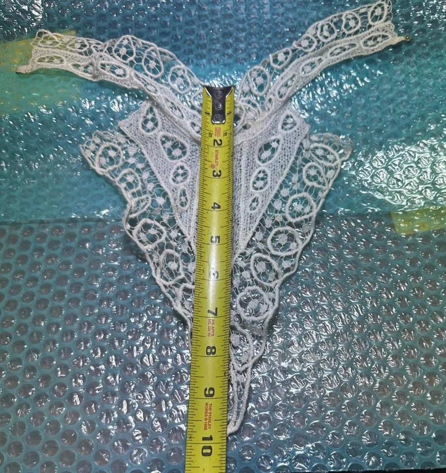 Antiguo collar de encaje eduardiano victoriano plastrón ganchillo 3D SC Estate #C Foto 4 de 4