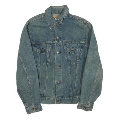 LEVI'S Herren Jeansjacke Blau Denim S Baumwollmischung Knopfverschluss