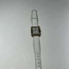 Anne Klein Women's Watch Mother Of Pearl Face Gold trim/rectangular White Band