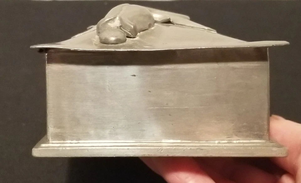Vintage Serge Nekrassoff Pewter Metal And Wood Trinket Box Arts And Crafts~1950s - Image 3 of 4