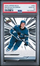 2024 Upper Deck #451 Young Guns Outburst Rookie RC Macklin Celebrini PSA 10 GEM