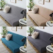 Elastic Solid Sofa Bed Cover Folding Armless Spandex Futon Couch Slipcover 47-83