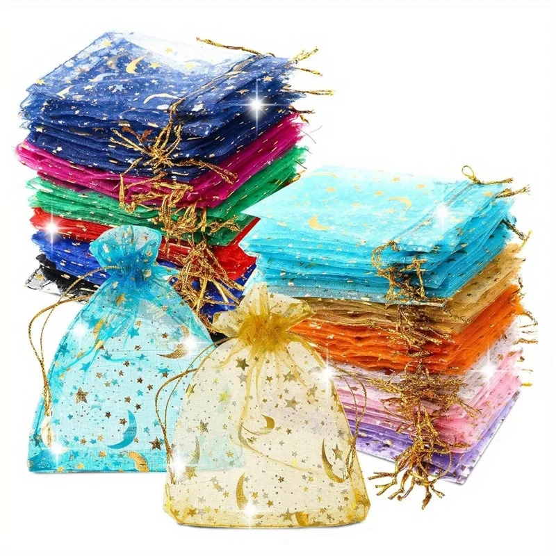 Bolsas de tul Moon Star 50 un., bolsas de dulces de boda con cordón, adecuadas Foto 3 de 4