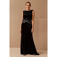New ANTHROPOLOGIE BHLDN Tadashi Shoji Josepha Dress $498 SIZE 10 Black VELVET