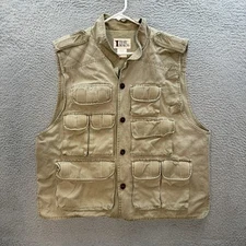 Vintage Trial Designs Vest Mens Large Tan Canvas Bird Hunting Duck Pouch 90s Y2K