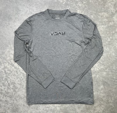 RVCA Men's Robey Long Sleeve Crew UPF 50+ Quick Dry Wicking Sz Medium Gray