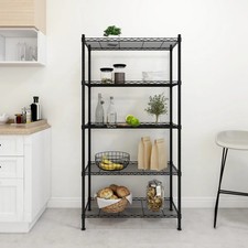 WALPLUS 5-Tier Storage Shelf, 90x35x180 cm, Black, 250 kg Heavy Duty