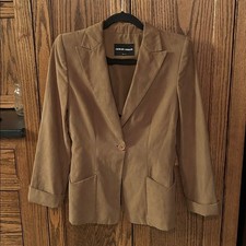 vintage Giorgio Armani Black Label Blazer Tan Brown Single Breasted Front Pocket